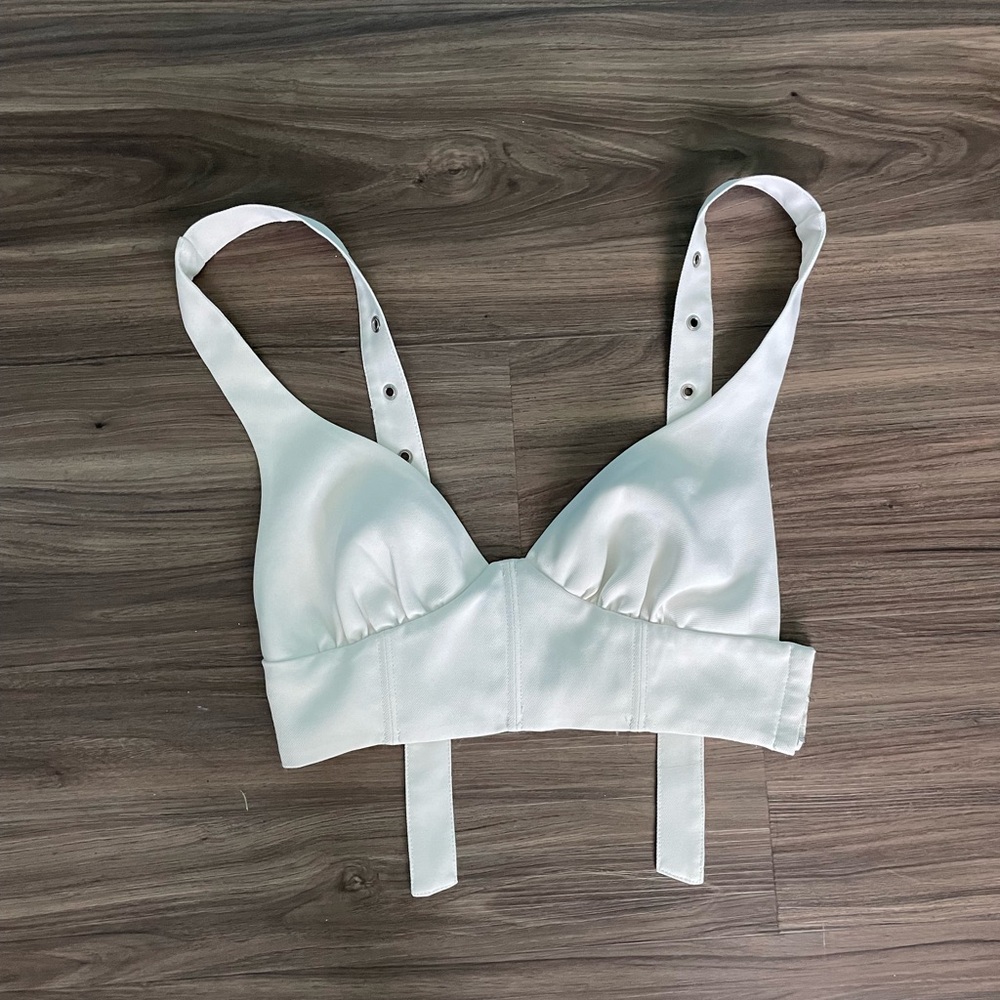 White For Love and Lemons corset top with adjustable straps